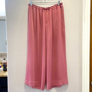 Vince Wide Leg Cropped Silk Pants - Large